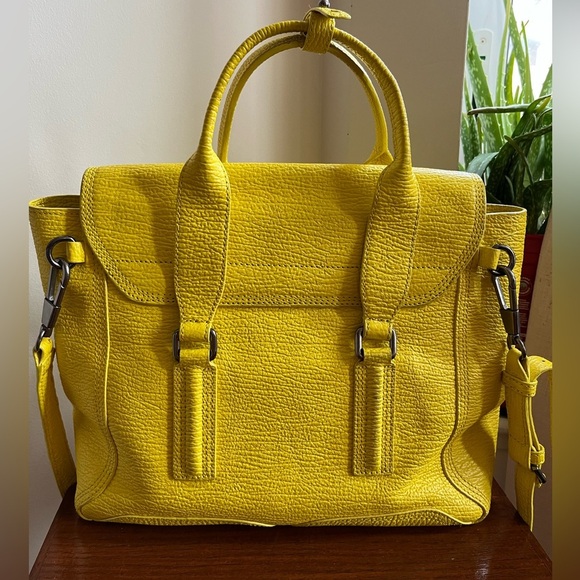 3.1 Phillip Lim Pashli Medium Bright Yellow Calfskin Leather Satchel W/ Strap - Picture 5 of 16